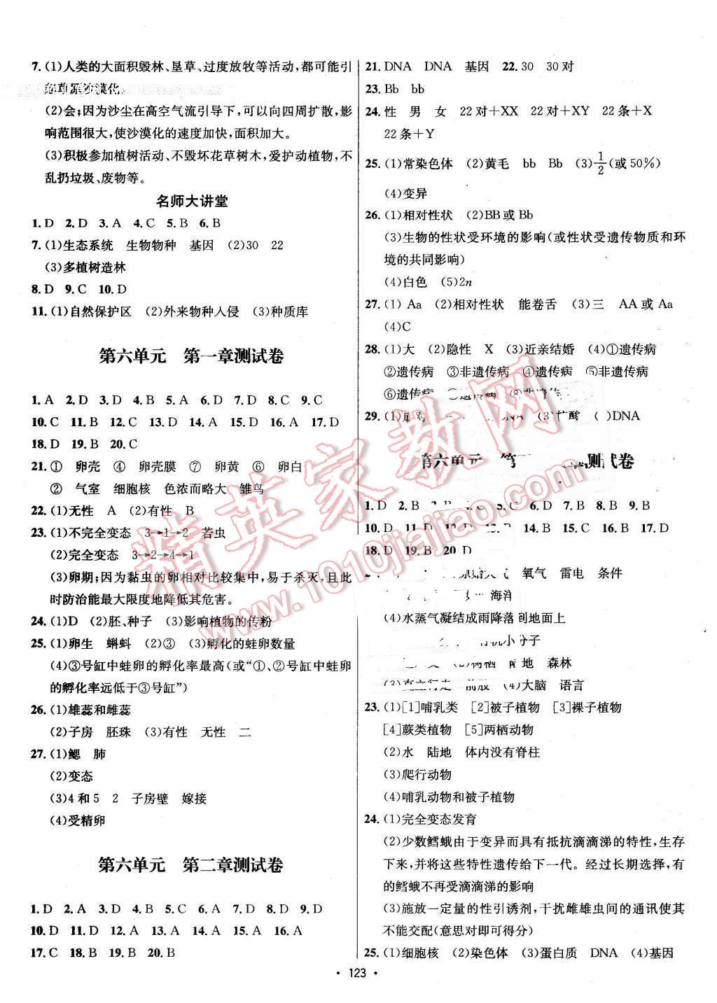 2016年优学名师名题八年级生物下册冀少版 第11页