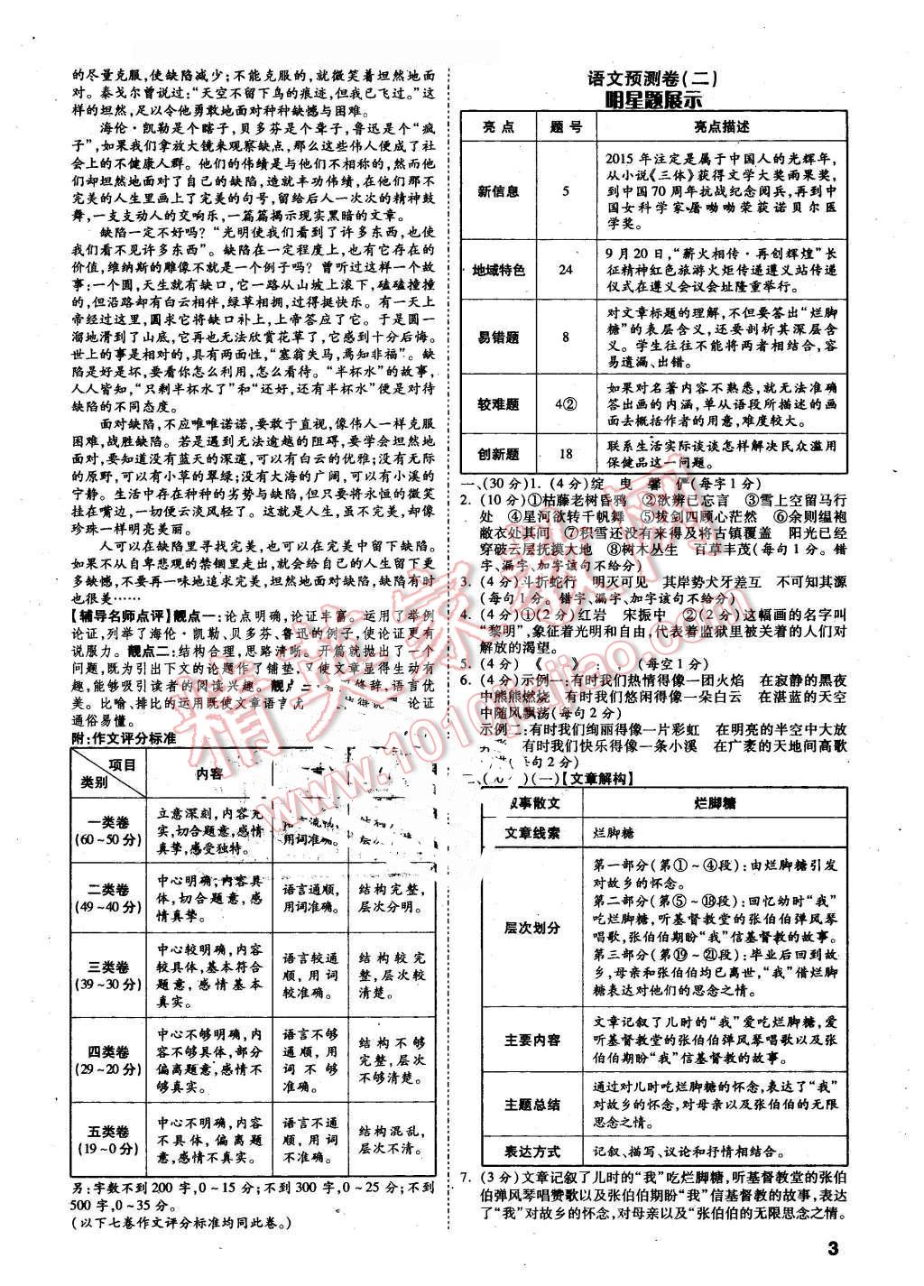 2016年萬唯教育遵義中考預測卷終極預測8套卷語文第12年第12版 第3頁