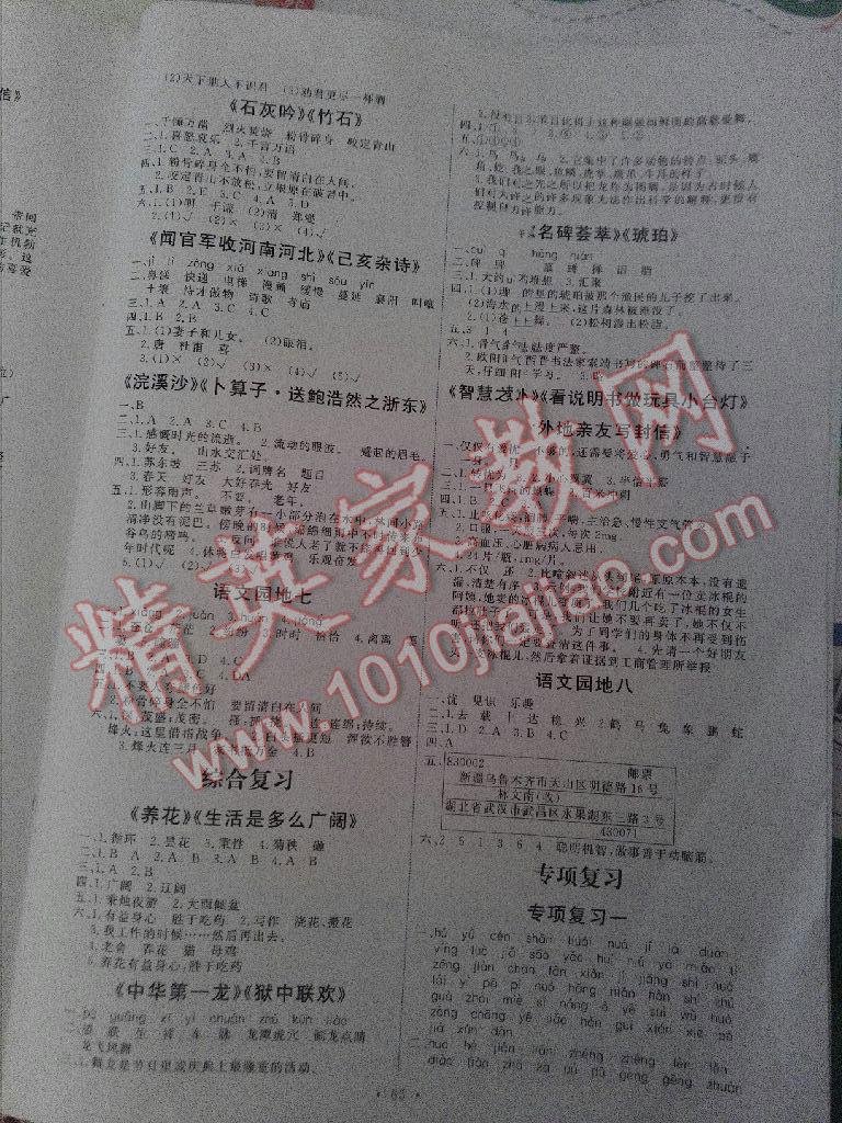 2015年能力培养与测试六年级语文下册人教版 第19页