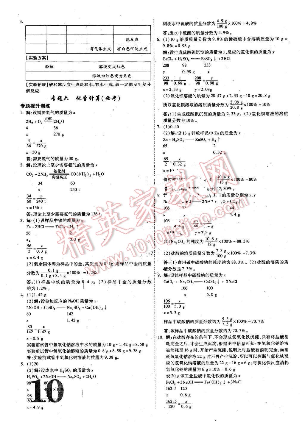 2016年遵義中考面對(duì)面化學(xué)第12年第12版 第10頁