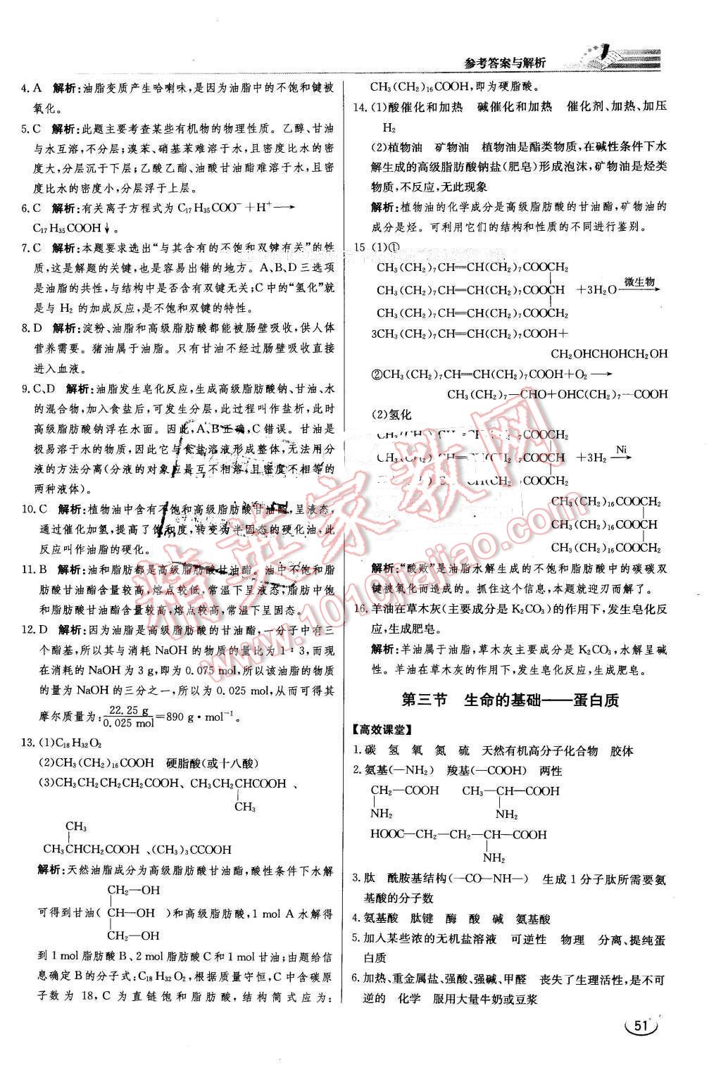 2016年同步練習(xí)冊(cè)課時(shí)練化學(xué)選修1化學(xué)與生活人教版 第3頁(yè)