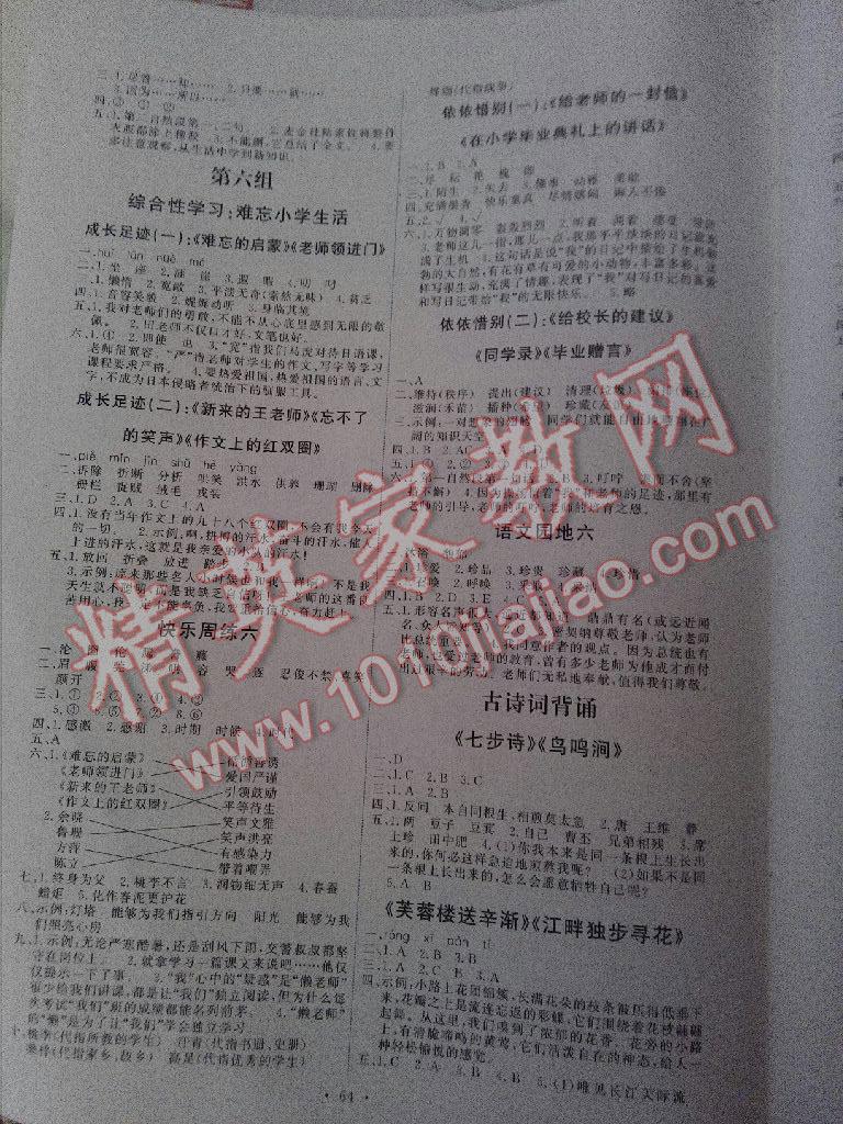 2015年能力培養(yǎng)與測試六年級語文下冊人教版 第18頁