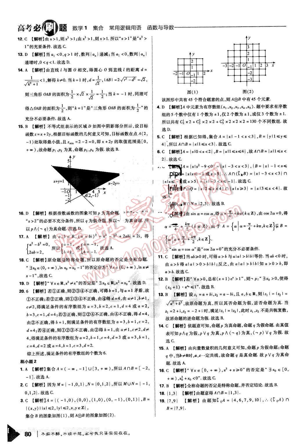 2016年高考必刷題1集合常用邏輯用語(yǔ)函數(shù)與導(dǎo)學(xué)數(shù)學(xué)必修1 第8頁(yè)