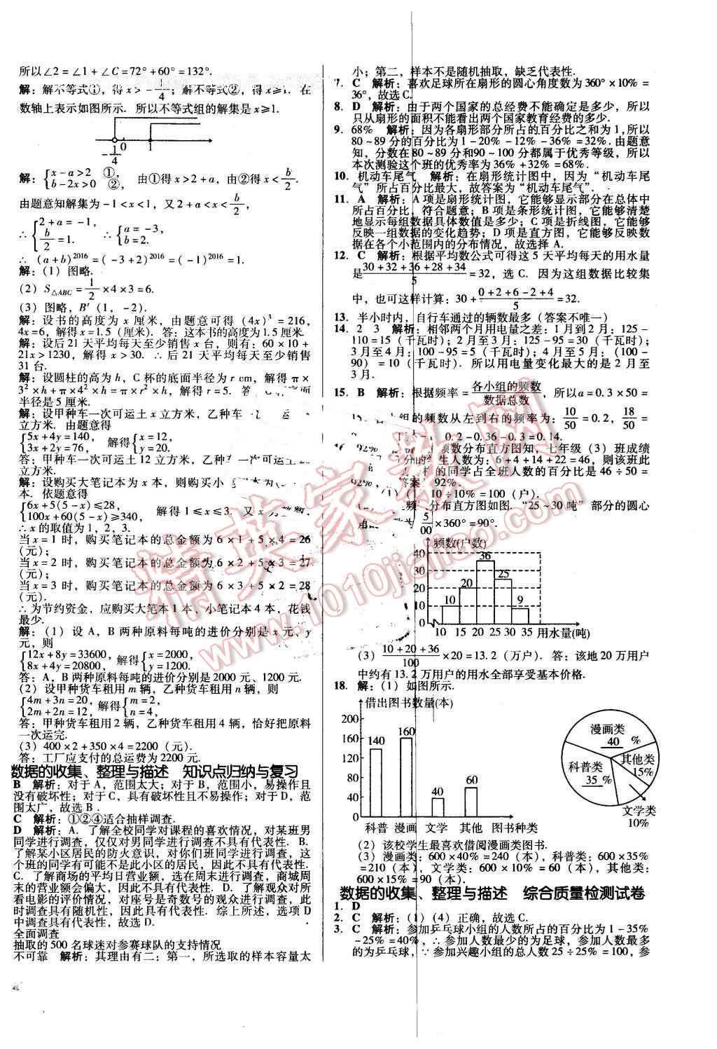 2016年單元加期末復習與測試七年級數學下冊人教版吉林專版 第8頁