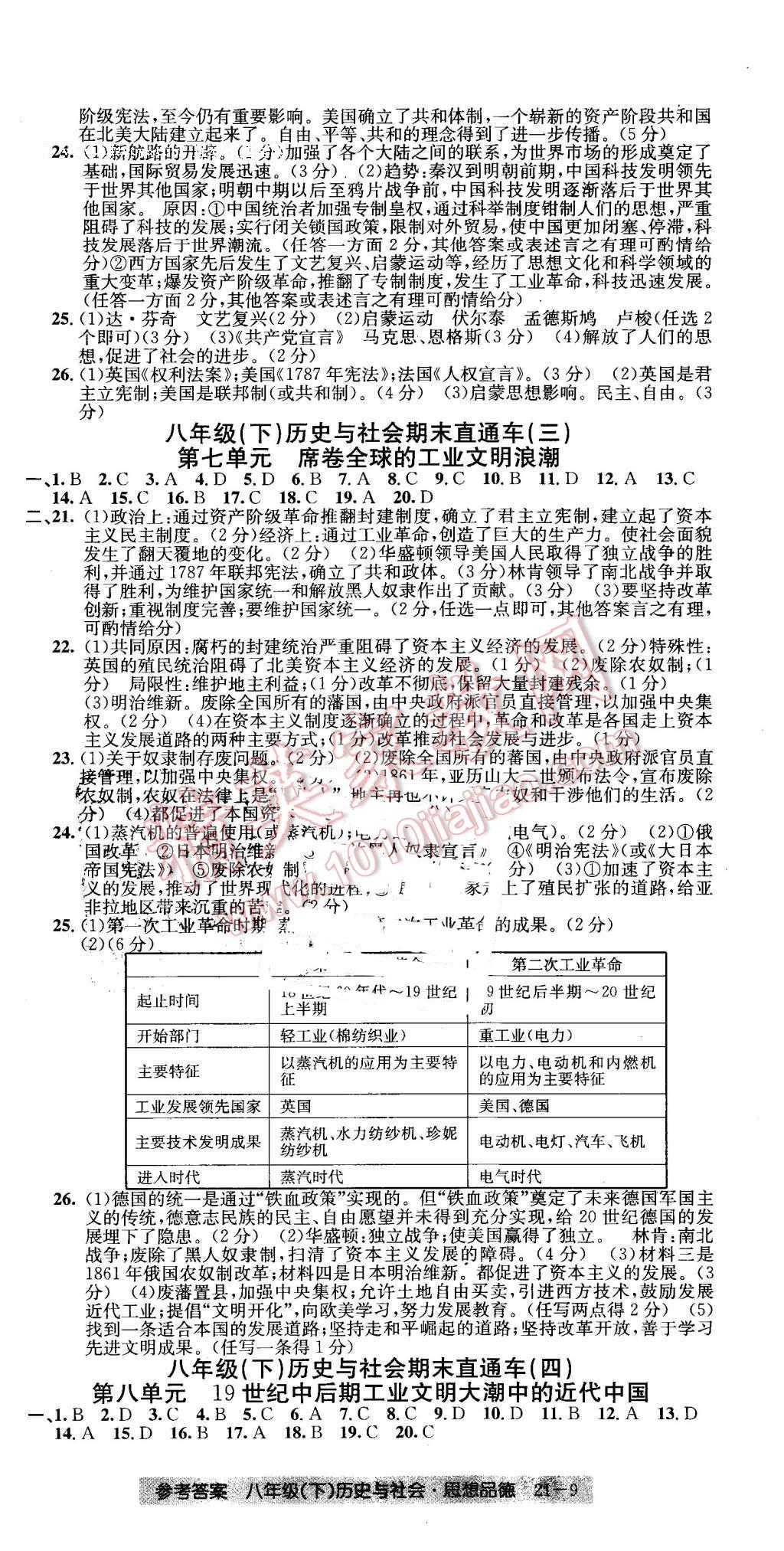 2016年创新测试卷期末直通车八年级历史与社会思想品德下册 第9页