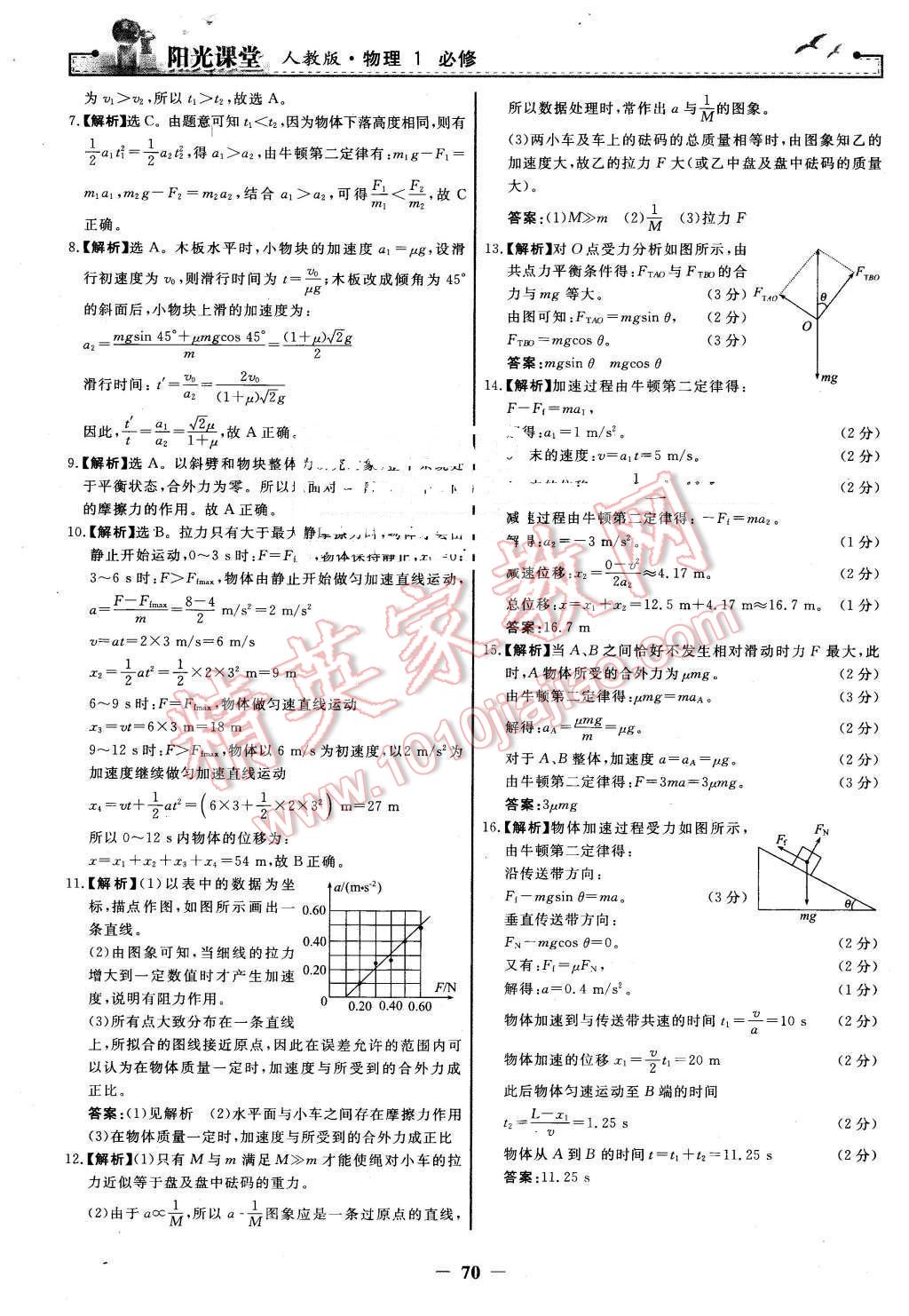 2016年陽光課堂物理必修1人教版河北專版 第30頁