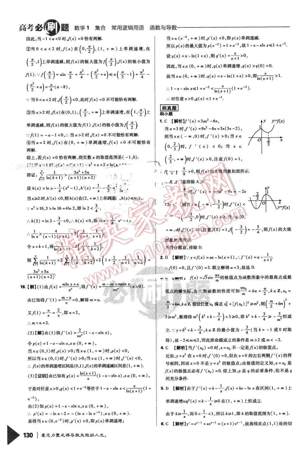 2016年高考必刷題1集合常用邏輯用語函數與導學數學必修1 第58頁