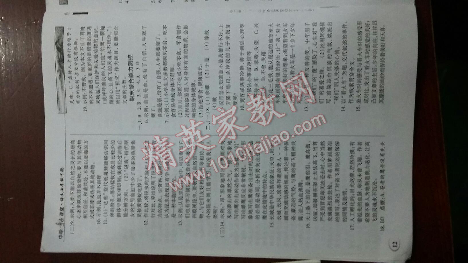 2015年英才教程中学奇迹课堂教材解析完全学习攻略七年级语文下册人教版 第12页