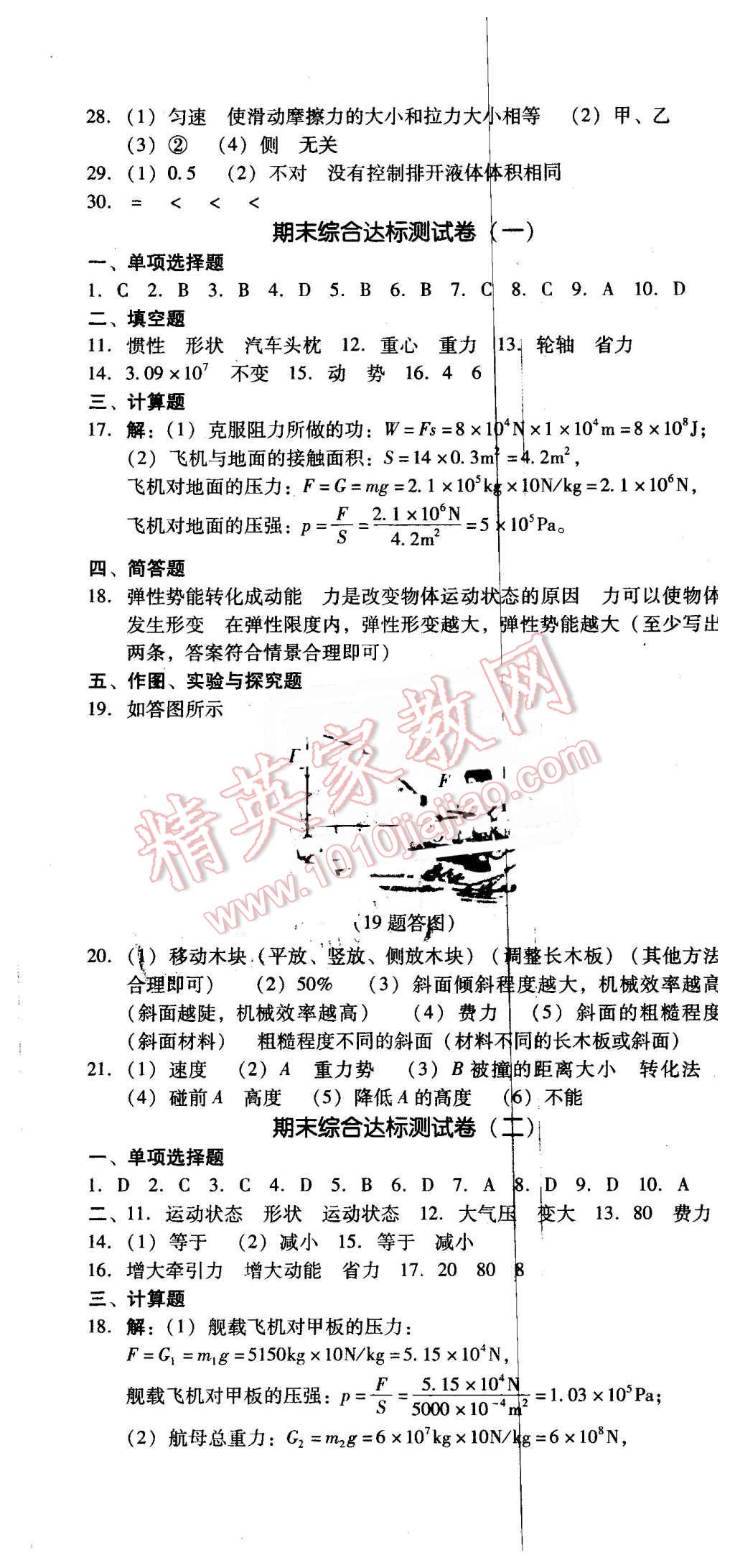 2016年單元加期末復習與測試八年級物理下冊人教版吉林專版 第16頁