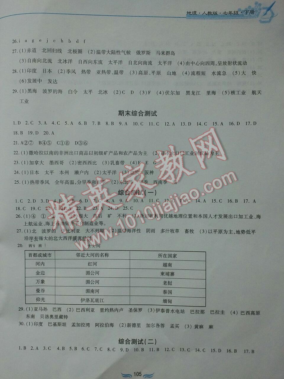 2015年新編基礎訓練七年級地理下冊人教版黃山書社 第11頁