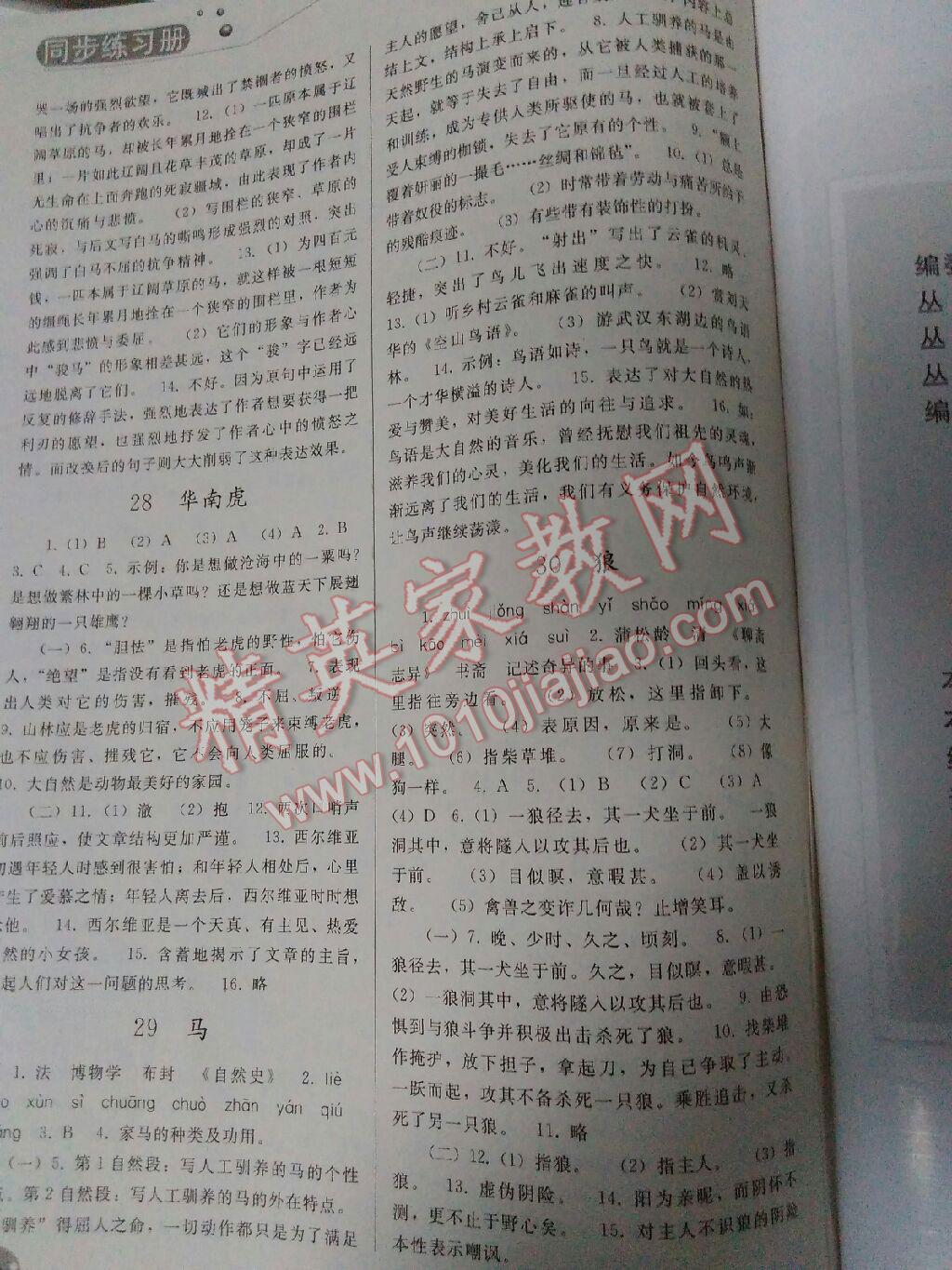 2016年同步練習(xí)冊(cè)人民教育出版社七年級(jí)語文下冊(cè)人教版 第140頁