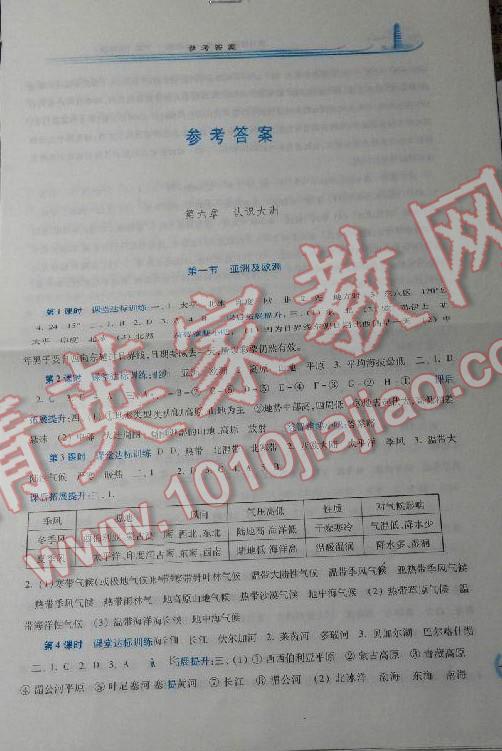 2016年學(xué)習(xí)檢測七年級(jí)地理下冊湘教版 第1頁