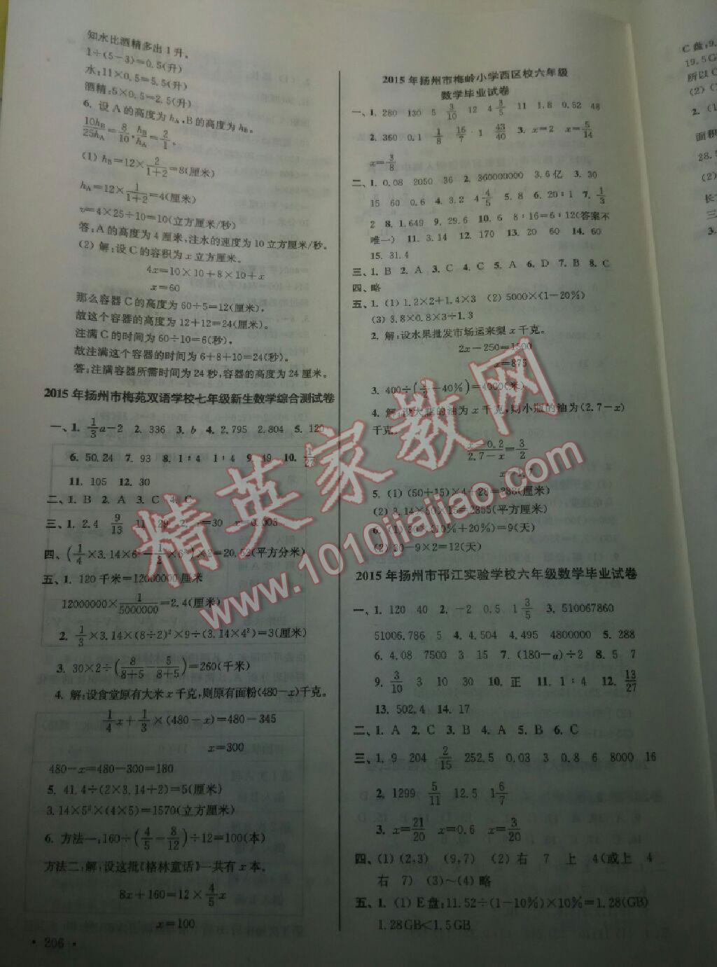 2016年自主创新作业小学毕业总复习一本通数学扬州专用 第10页