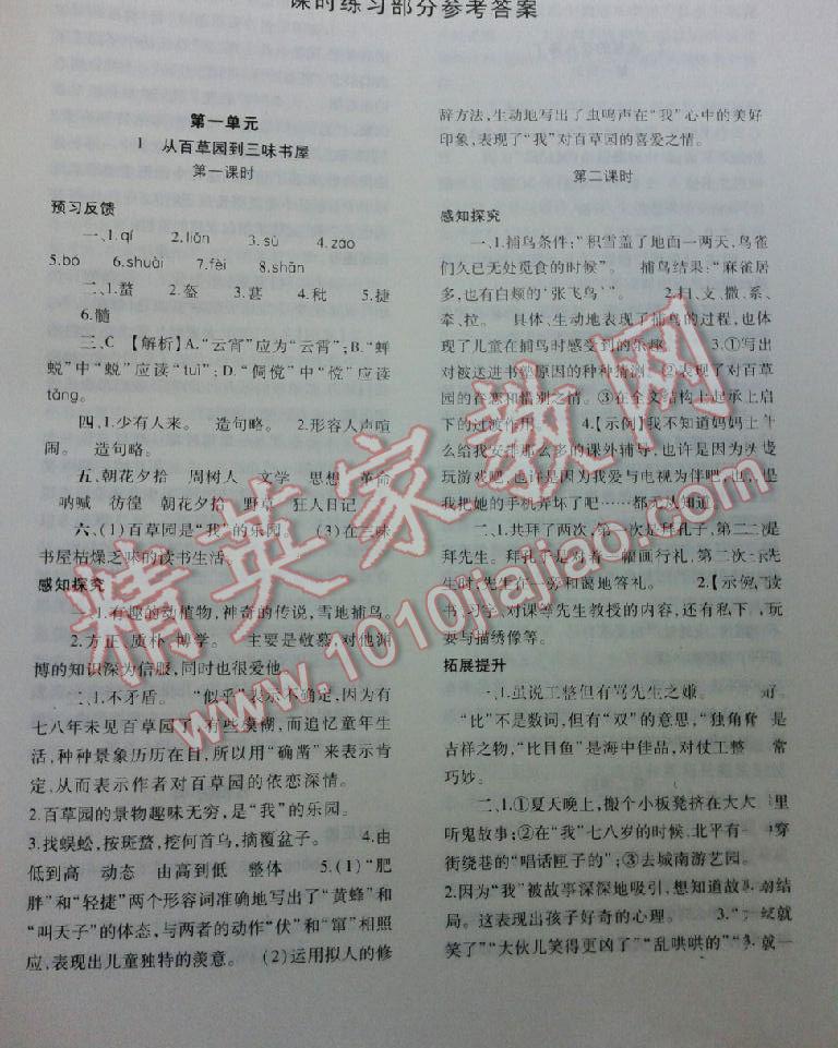 2015年基礎(chǔ)訓(xùn)練七年級語文下冊人教版僅限河南省使用大象出版社 第121頁