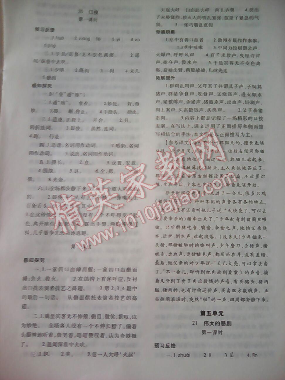 2015年基礎(chǔ)訓(xùn)練七年級語文下冊人教版僅限河南省使用大象出版社 第104頁