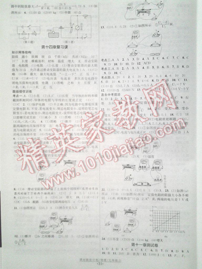 2015年課時(shí)提優(yōu)計(jì)劃作業(yè)本九年級物理上冊國標(biāo)蘇科版 第19頁