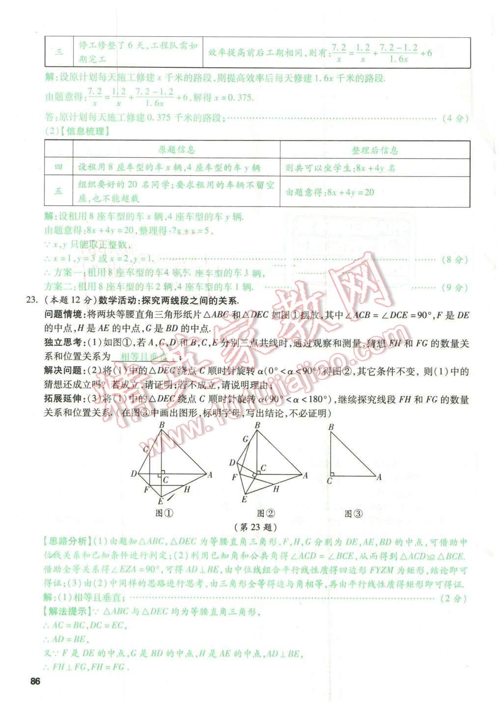 2016年萬唯教育山西中考預測卷終極預測8套卷數學第12年第12版 預測卷八第86頁