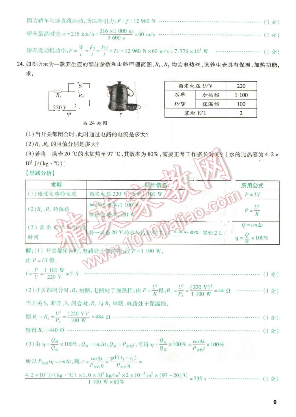 2016年萬唯教育山西中考預(yù)測卷終極預(yù)測8套卷物理第12年第12版 第9頁