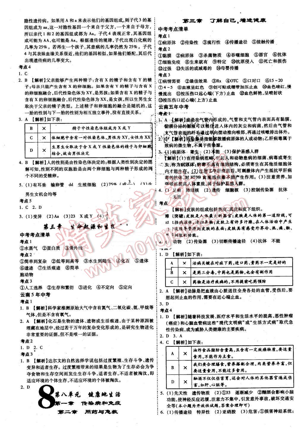 2016年云南中考面對(duì)面生物 第8頁