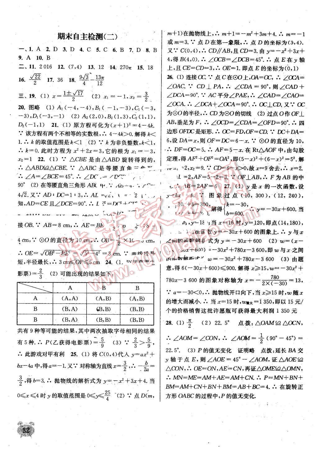 2016年通城學(xué)典課時作業(yè)本九年級數(shù)學(xué)上冊人教版 第31頁