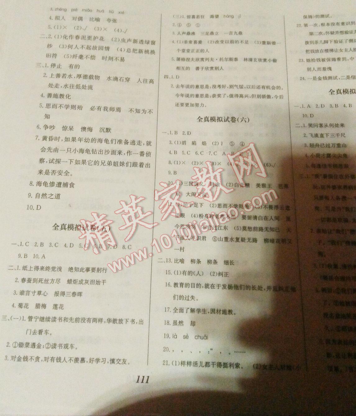 2016年小学毕业升学模拟试题精选语文 第7页