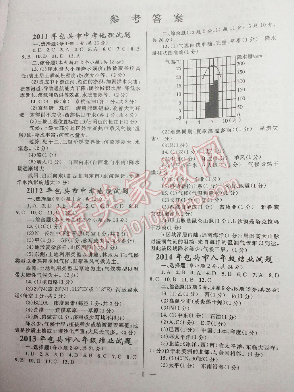 2016年包頭奪冠百分百中考試題調(diào)研地理 第1頁