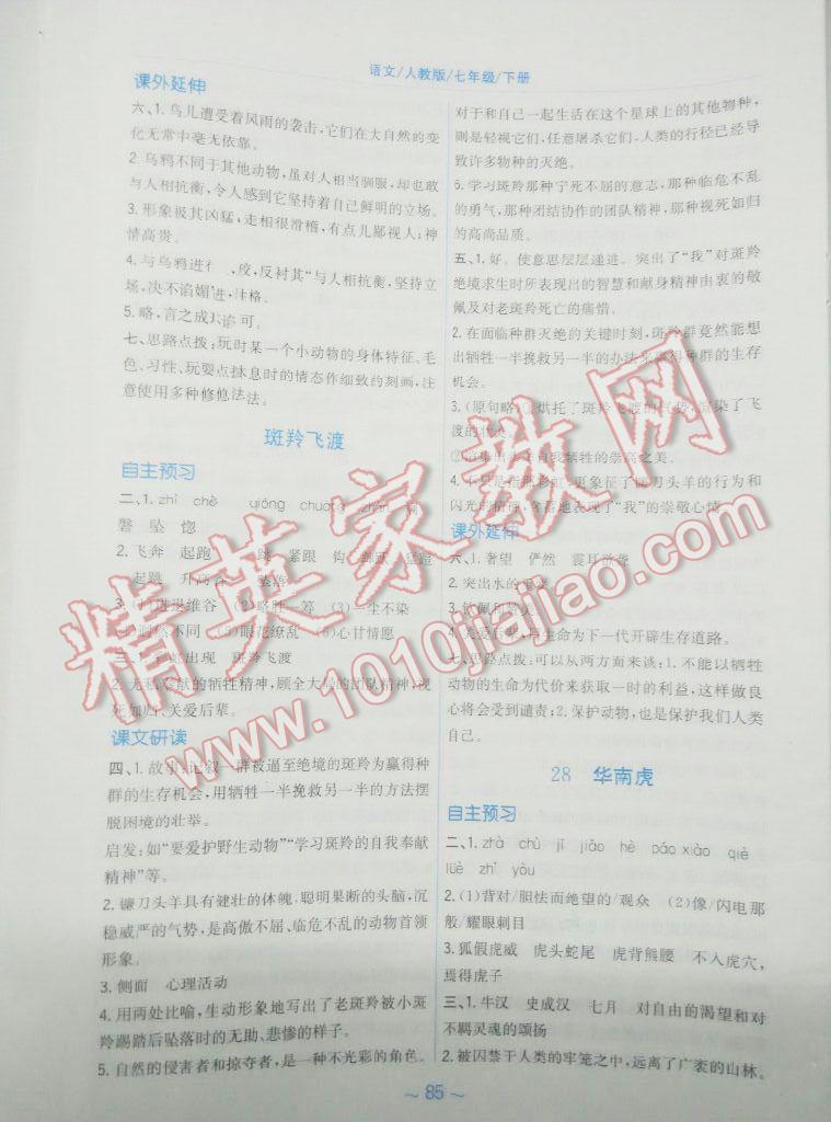 2015年新編基礎(chǔ)訓練七年級語文下冊人教版 第91頁