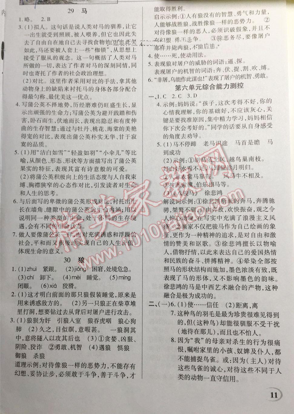 2016年英才教程中学奇迹课堂教程解析完全学习攻略七年级语文下册人教版 第37页