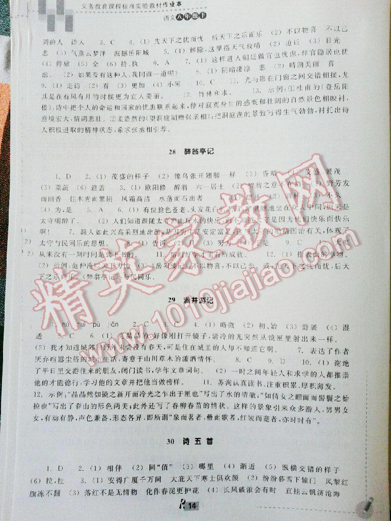 2015年作業(yè)本八年級(jí)語(yǔ)文下冊(cè)人教版浙江教育出版社 第52頁(yè)