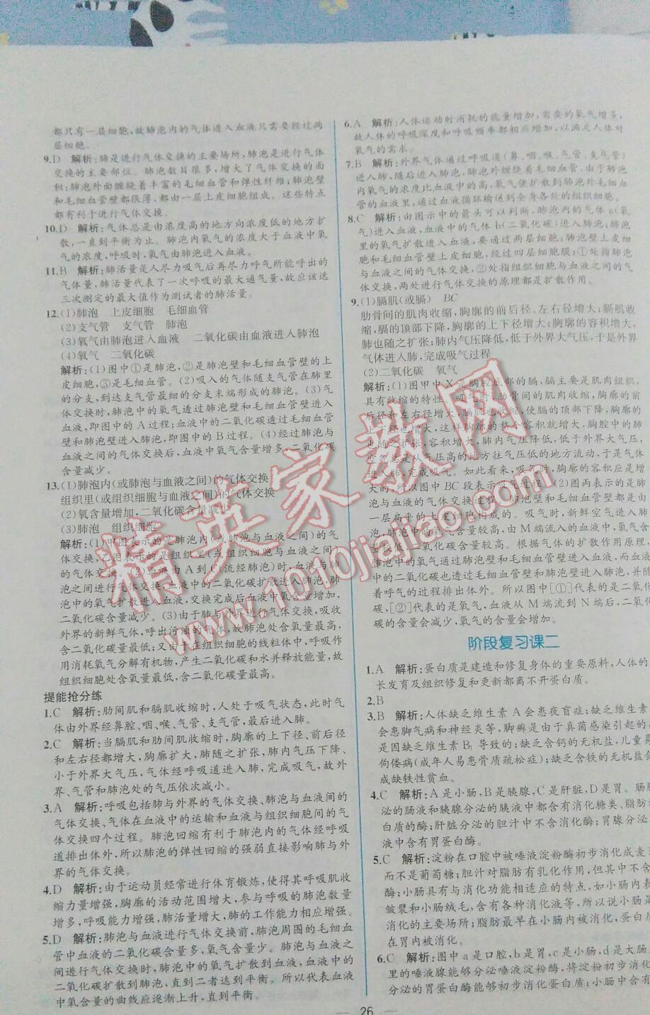 2016年同步導(dǎo)學(xué)案課時練七年級生物學(xué)下冊人教版 第42頁