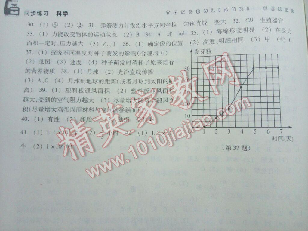 2015年同步练习七年级科学下册浙教版 第51页