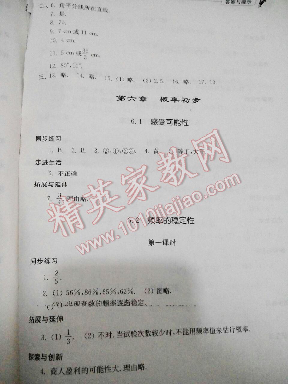 2016年新课堂同步学习与探究七年级数学下册北师大版 第52页