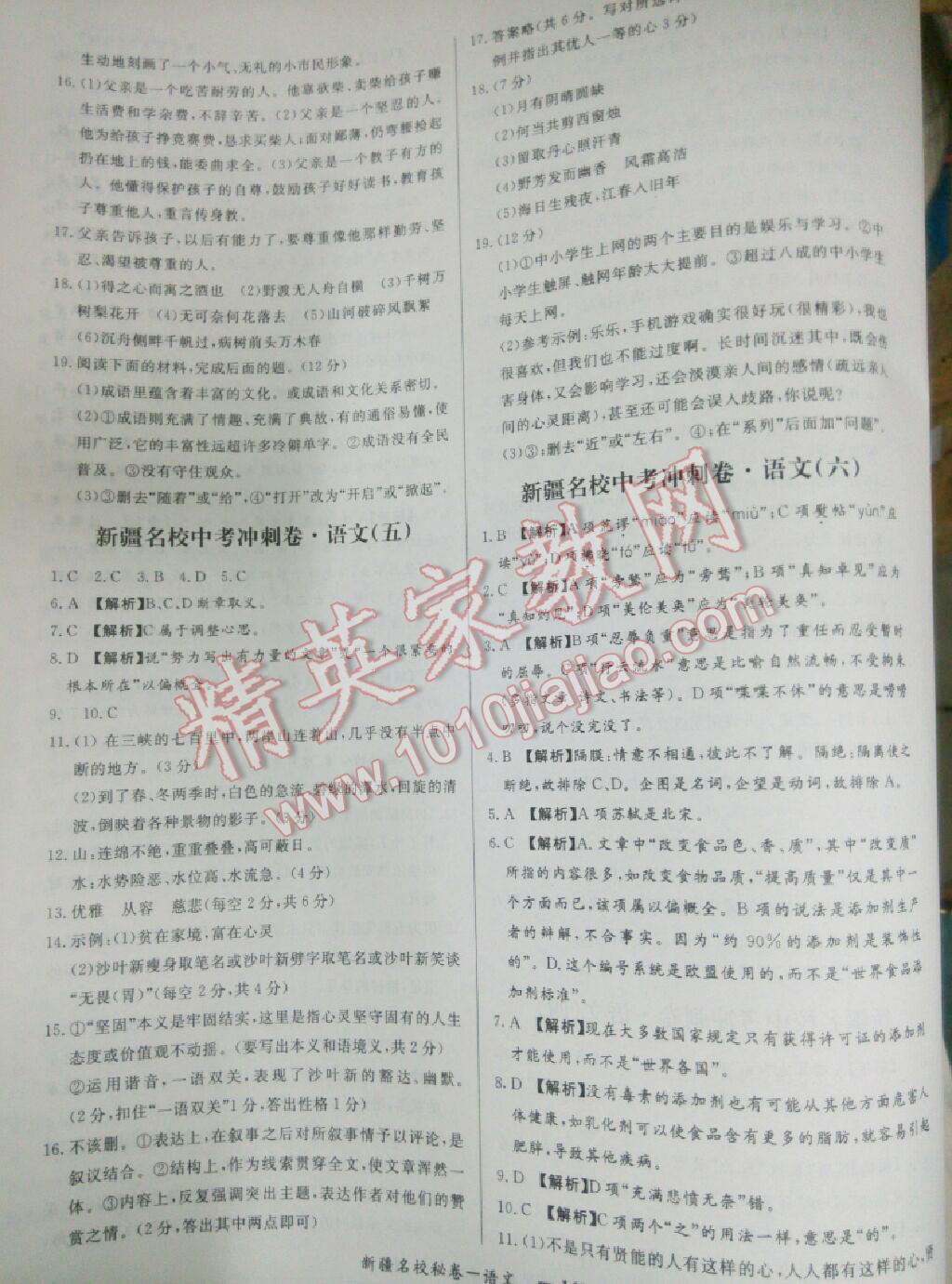 2016年新疆名校中考模擬試卷語文新疆專用 第4頁