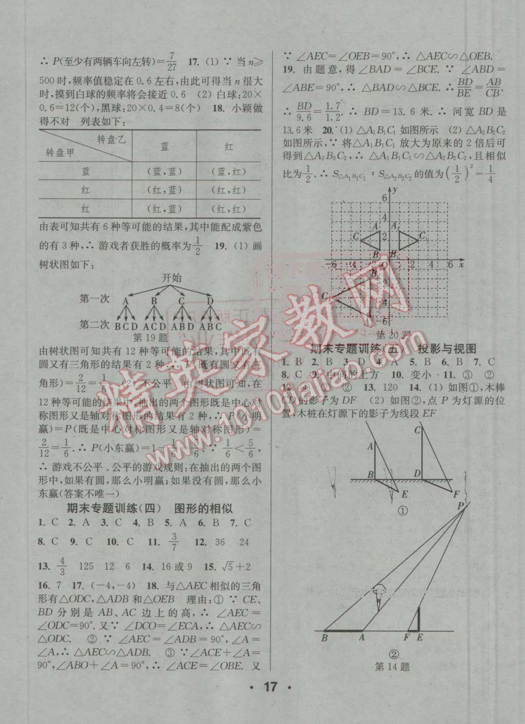 2016年通城學(xué)典小題精練九年級(jí)數(shù)學(xué)上冊(cè)北師大版 參考答案第17頁(yè)