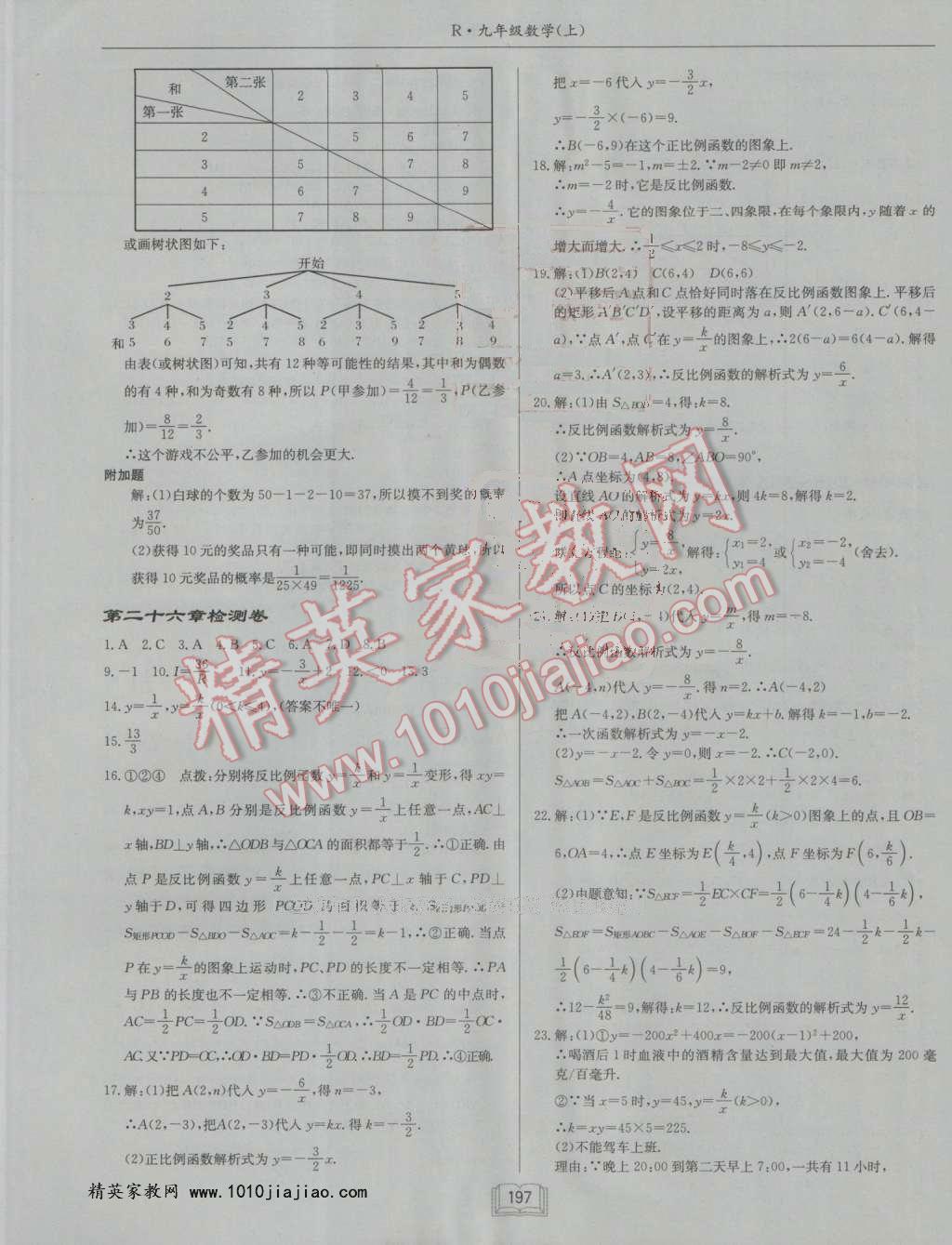 2016年启东中学作业本九年级数学上册人教版 第33页