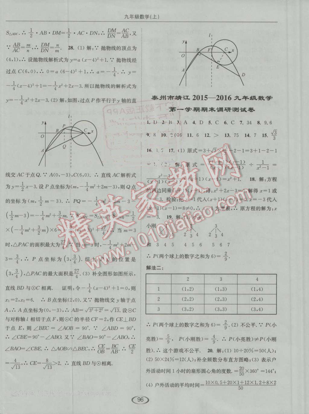 2016年亮點(diǎn)給力提優(yōu)課時(shí)作業(yè)本九年級數(shù)學(xué)上冊江蘇版 第32頁