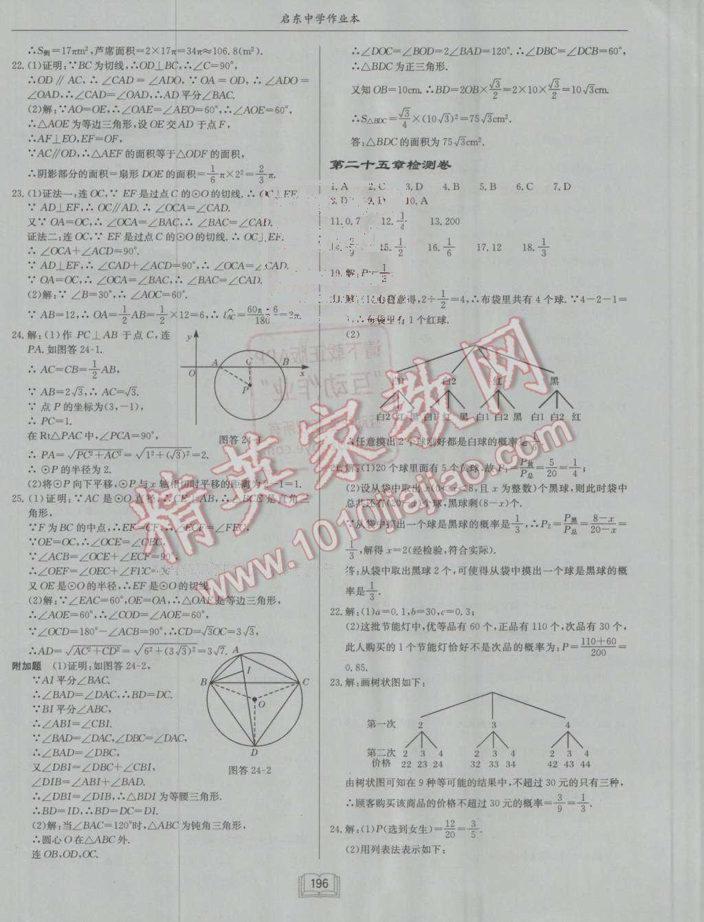 2016年啟東中學(xué)作業(yè)本九年級數(shù)學(xué)上冊人教版 第32頁