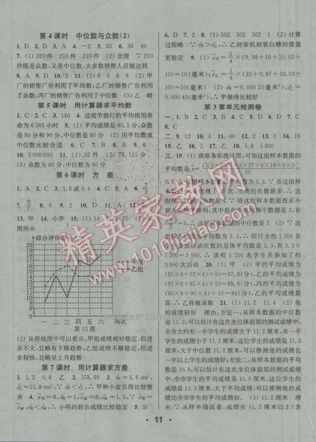 2016年通城學(xué)典小題精練九年級數(shù)學(xué)上冊蘇科版 參考答案第11頁