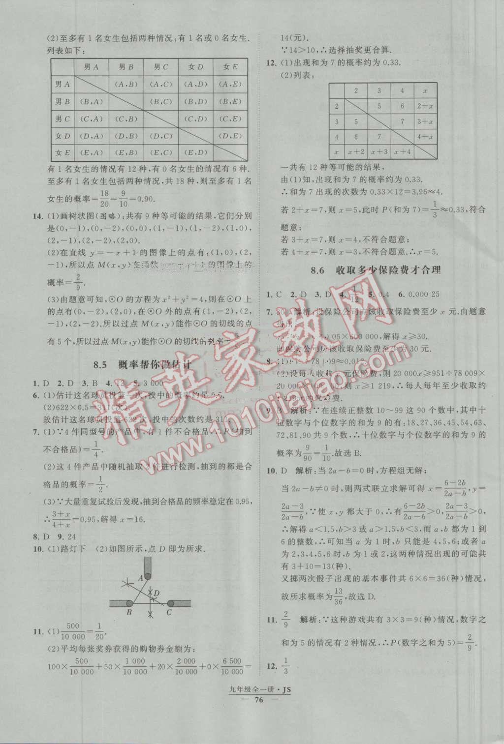 2016年经纶学典学霸九年级数学上册江苏版 第8章 统计和概率的简单应用第3页