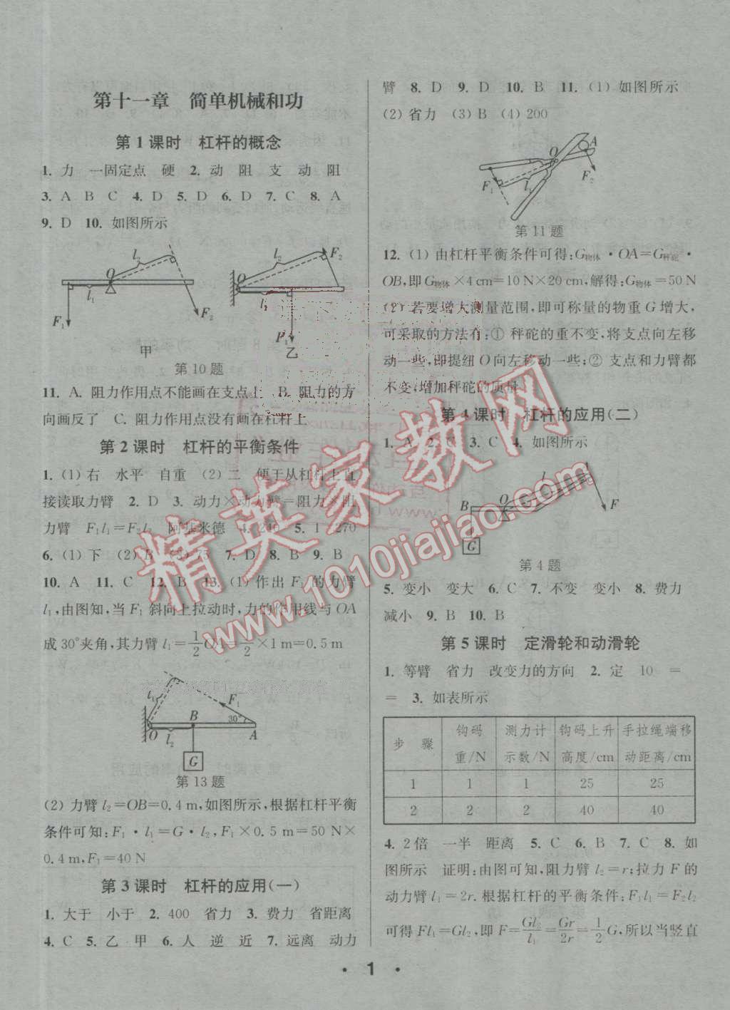 2016年通城學(xué)典小題精練九年級(jí)物理上冊(cè)蘇科版 第1頁(yè)