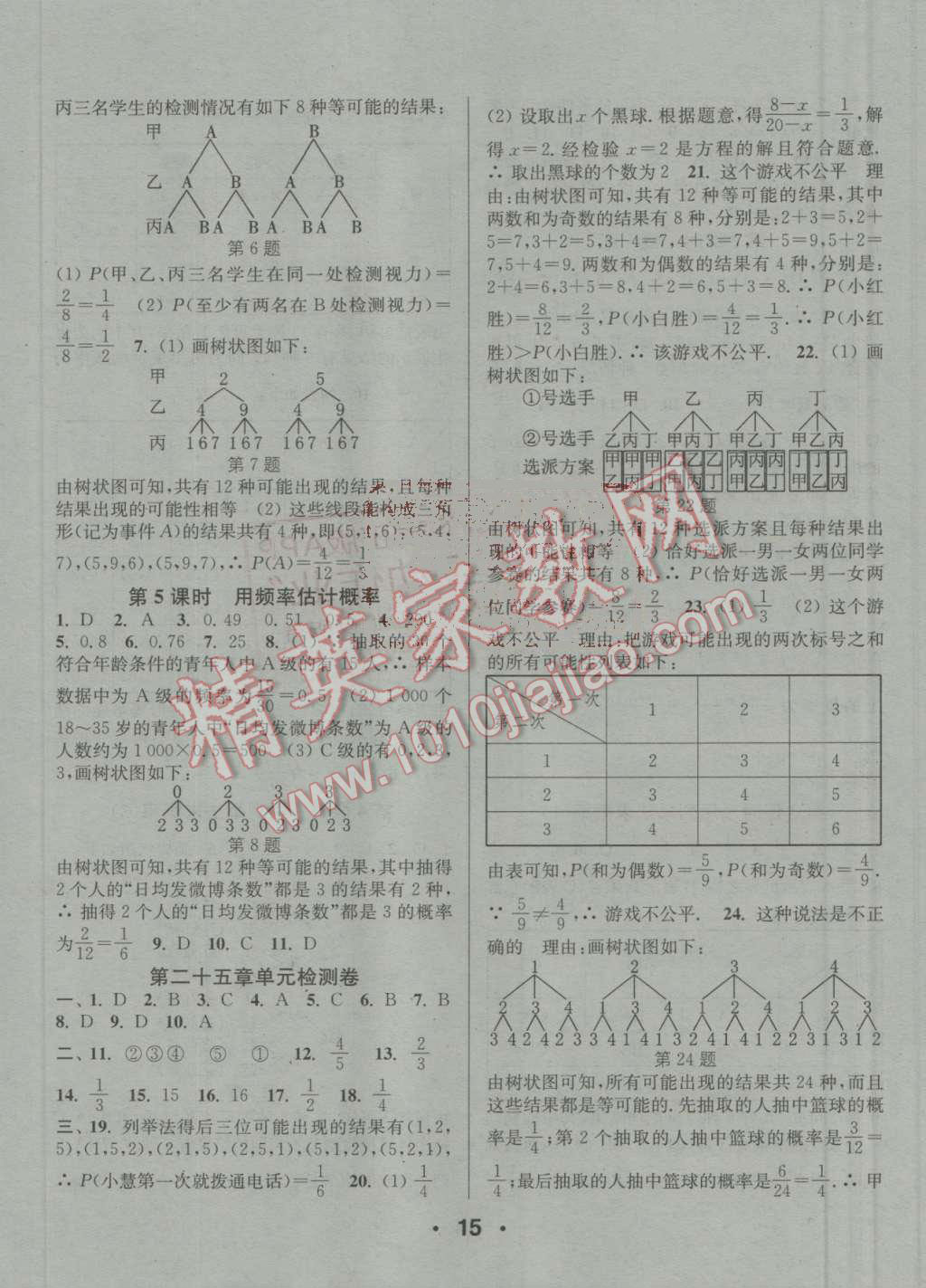 2016年通城學(xué)典小題精練九年級數(shù)學(xué)上冊人教版 參考答案第15頁