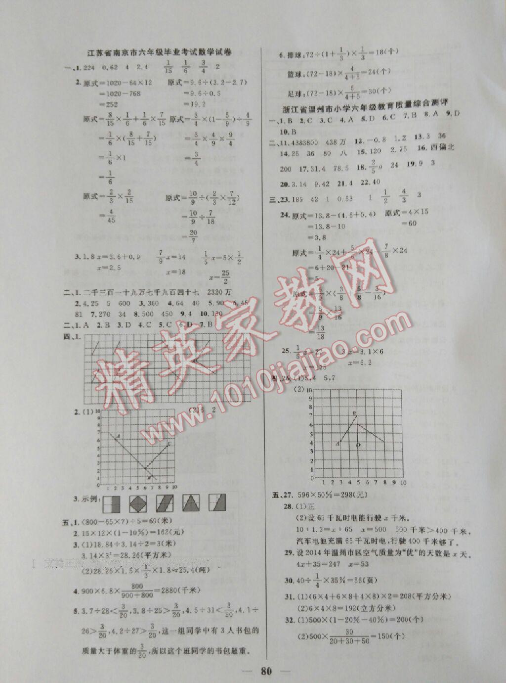 2016年望子成龍最新版小學(xué)畢業(yè)升學(xué)復(fù)習(xí)必做的專項卷和真題卷數(shù)學(xué)溫州專版 ?8?