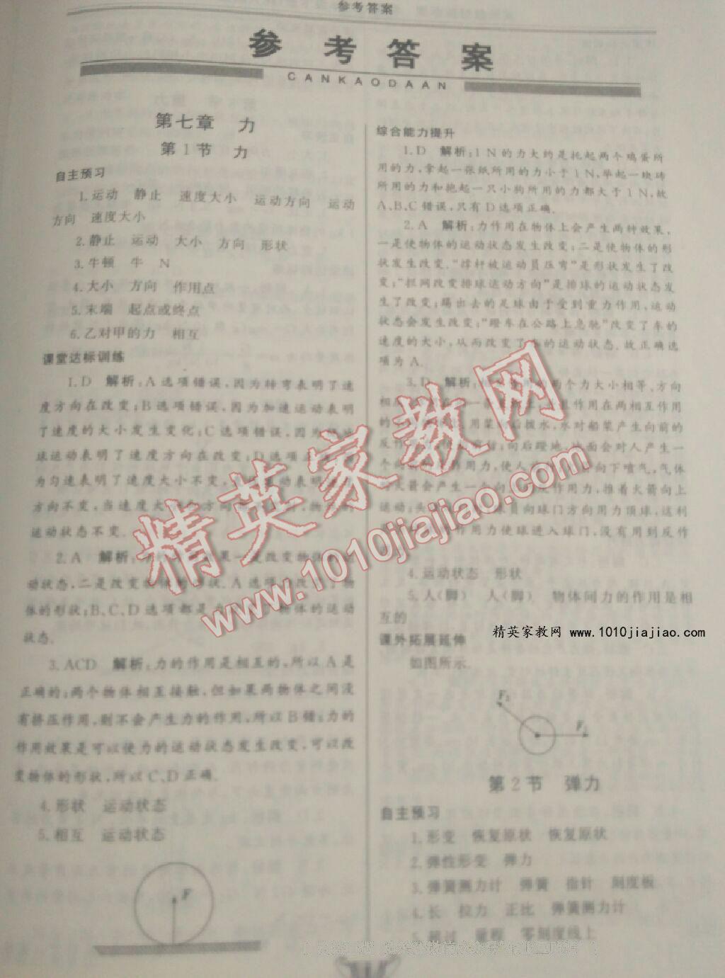 2016年實驗教材新學案八年級物理下冊人教版 ?1?