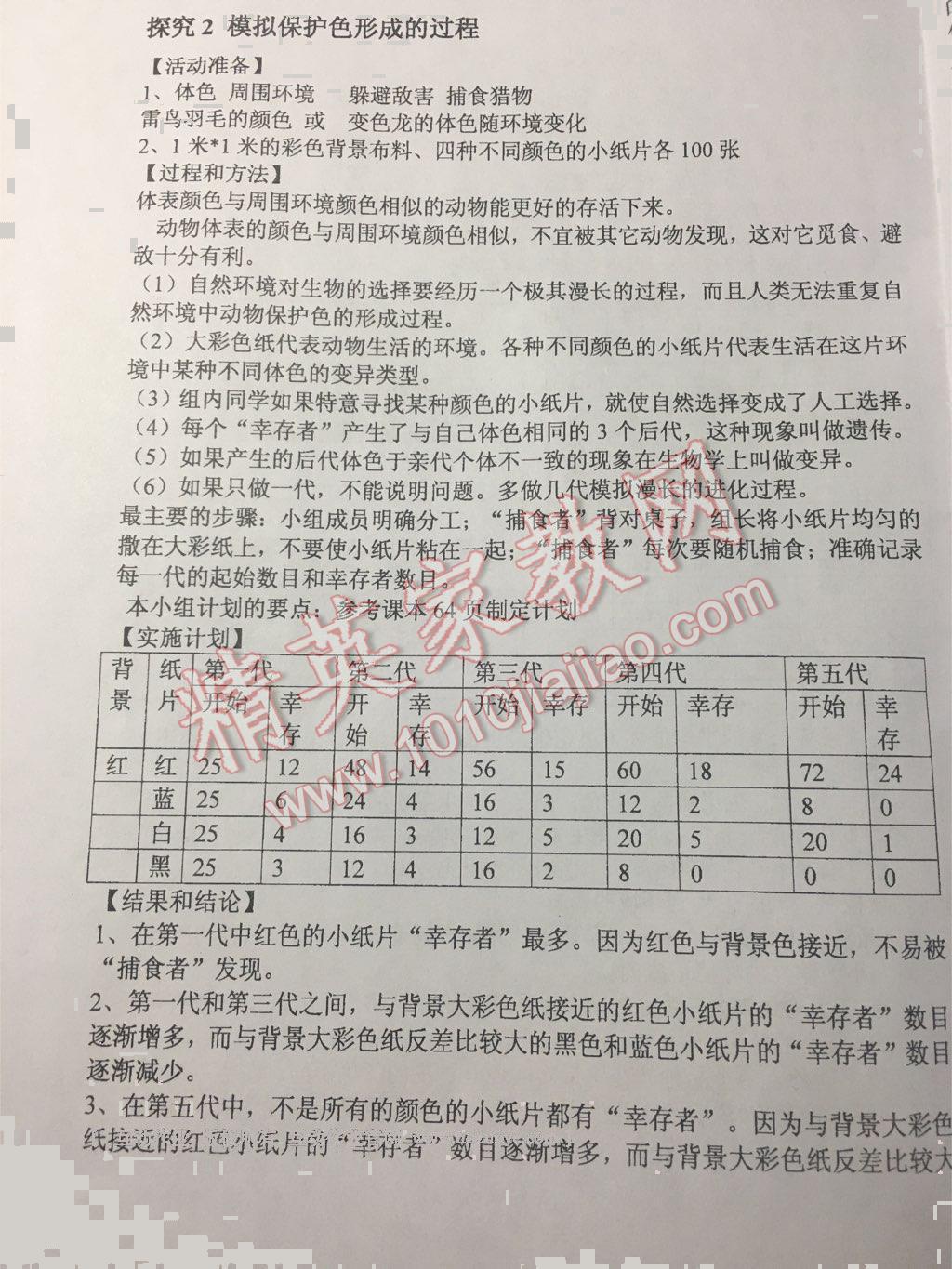 2015年探究活動報告冊八年級生物學(xué)下冊 第13頁