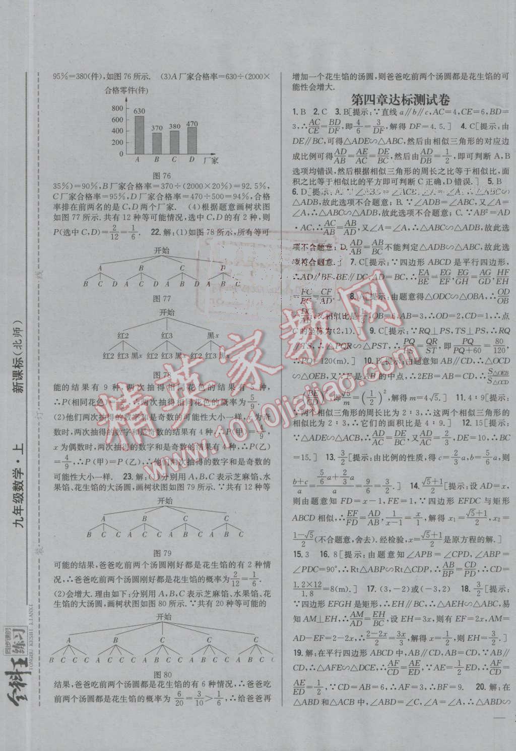 2016年全科王同步課時(shí)練習(xí)九年級(jí)數(shù)學(xué)上冊(cè)北師大版 參考答案第25頁(yè)