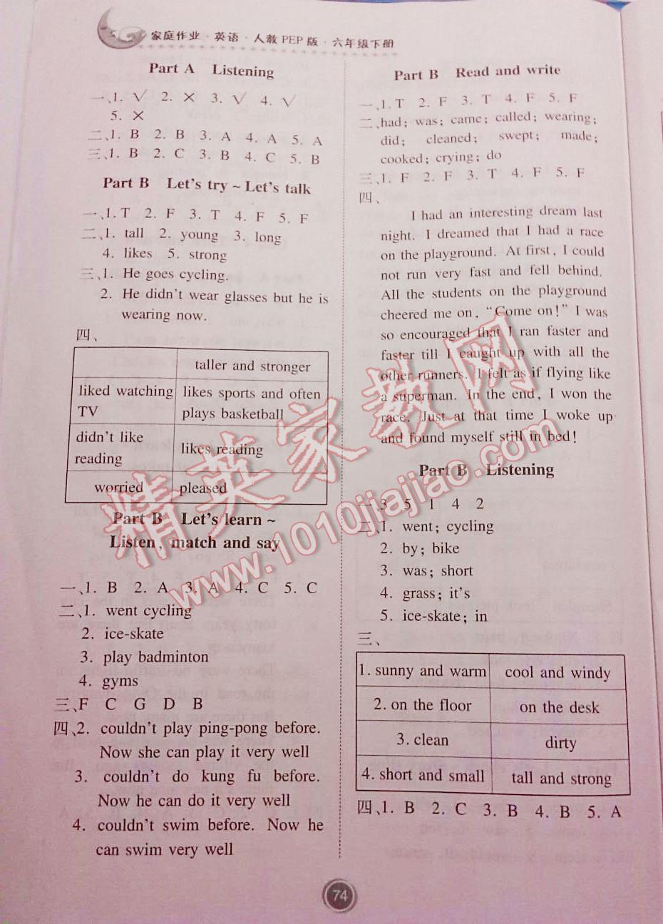 2016年家庭作業(yè)六年級(jí)英語(yǔ)下冊(cè)人教版 第6頁(yè)