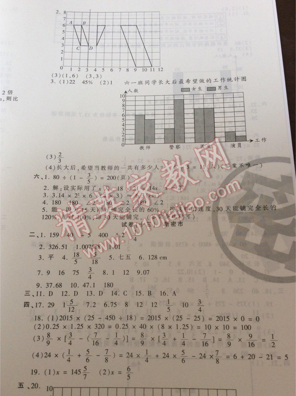 2016年王朝霞期末真題精編六年級(jí)數(shù)學(xué)下冊(cè)人教版鄭汴專版 第17頁(yè)