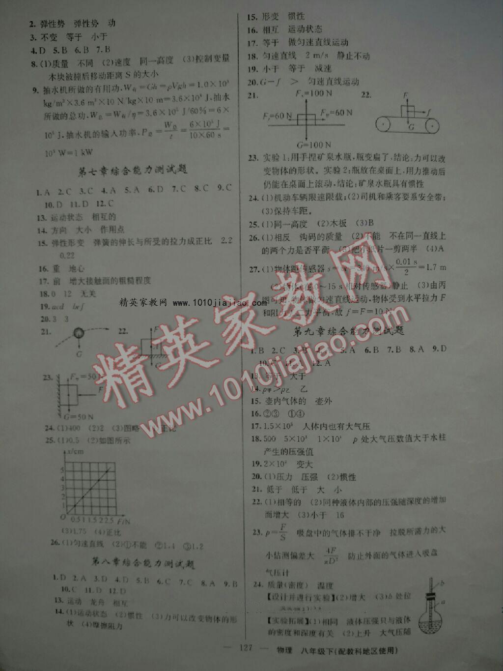 2016年黃岡100分闖關(guān)八年級物理下冊教科版 第13頁