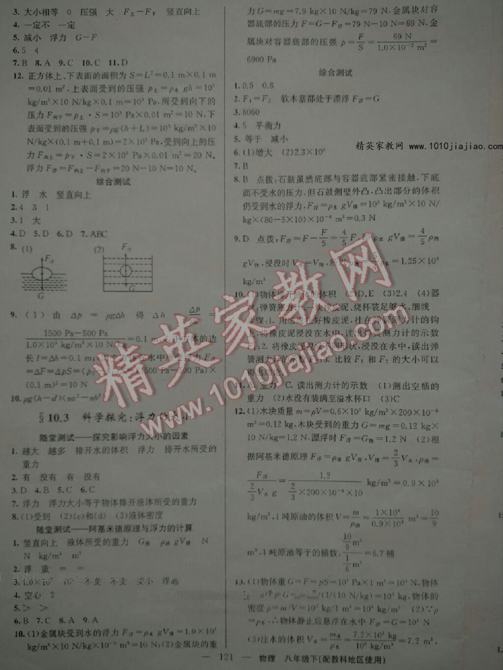 2016年黃岡100分闖關(guān)八年級(jí)物理下冊(cè)教科版 第7頁(yè)