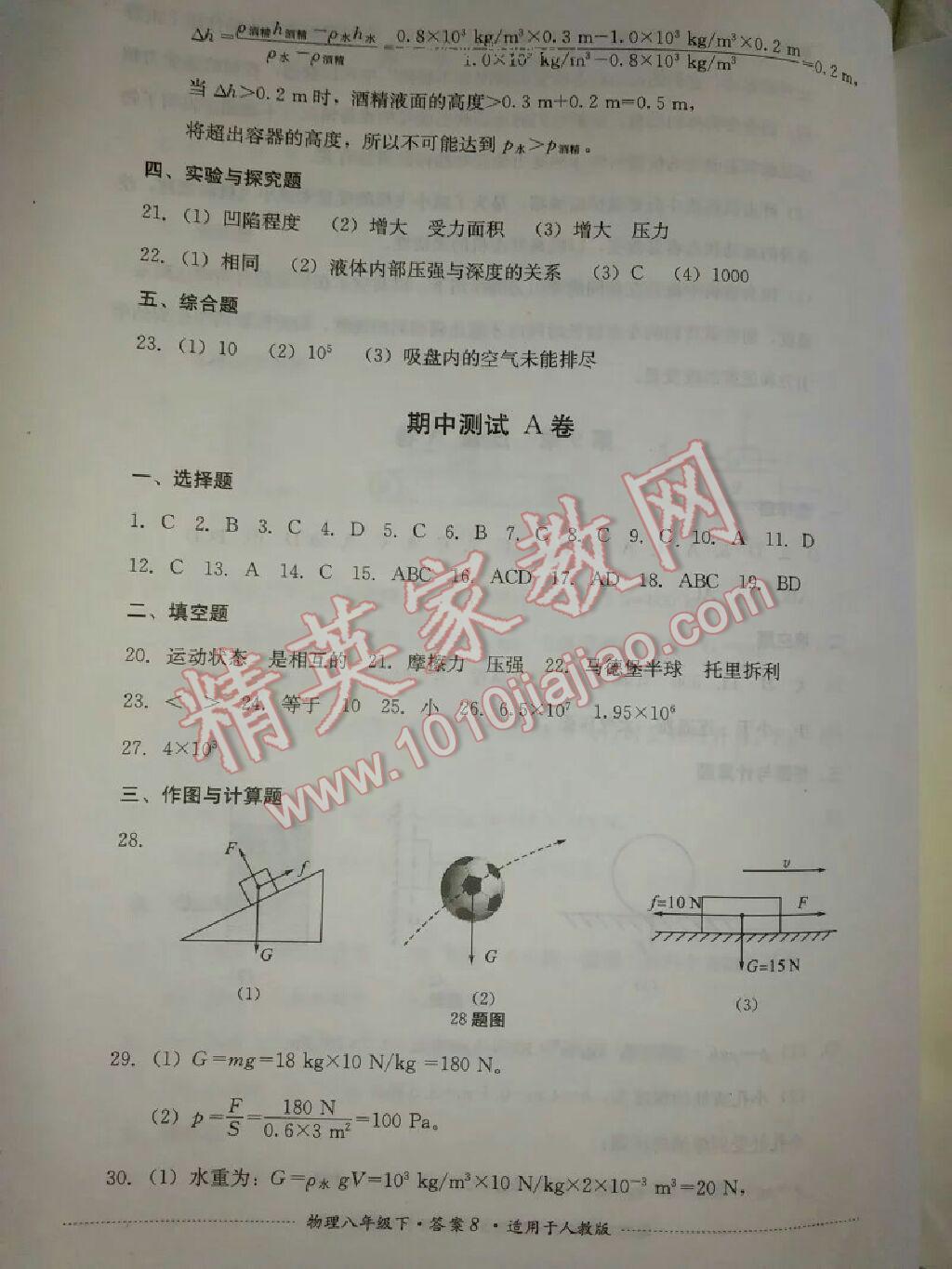 2016年單元測(cè)試八年級(jí)物理下冊(cè)人教版四川教育出版社 ?5?